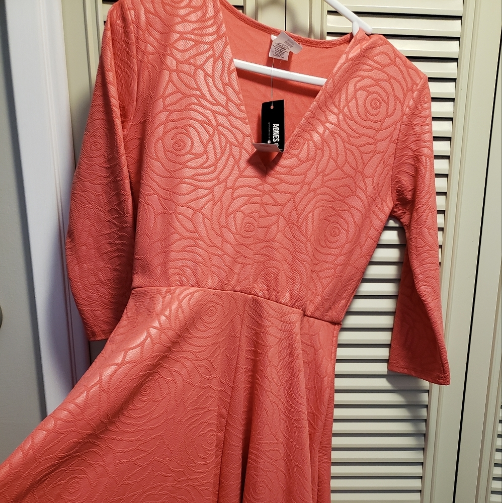 Coral fit and flare dress from Agnes & Dora, size small